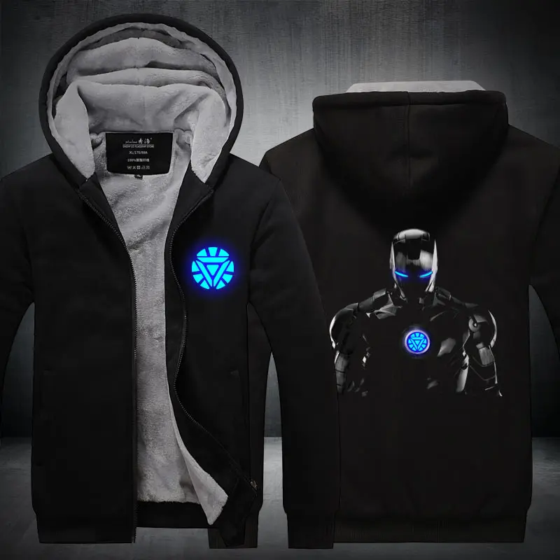 Fans Wear Unisex Winter Iron Man At Night Cosplay Costume Casual Coat Polyester Hoodie with Pocket