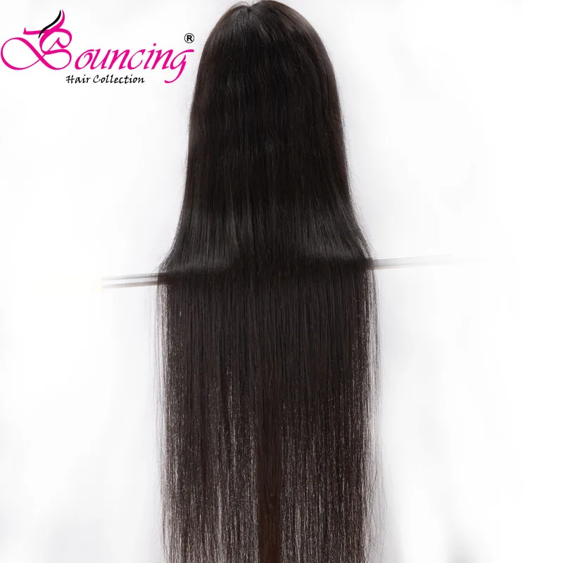 Прыгающие человеческие волосы полностью кружевные парики прямые бразильские волосы remy 180 плотность натуральный черный 10-40 дюймов низкий коэффициент парики Полный конец
