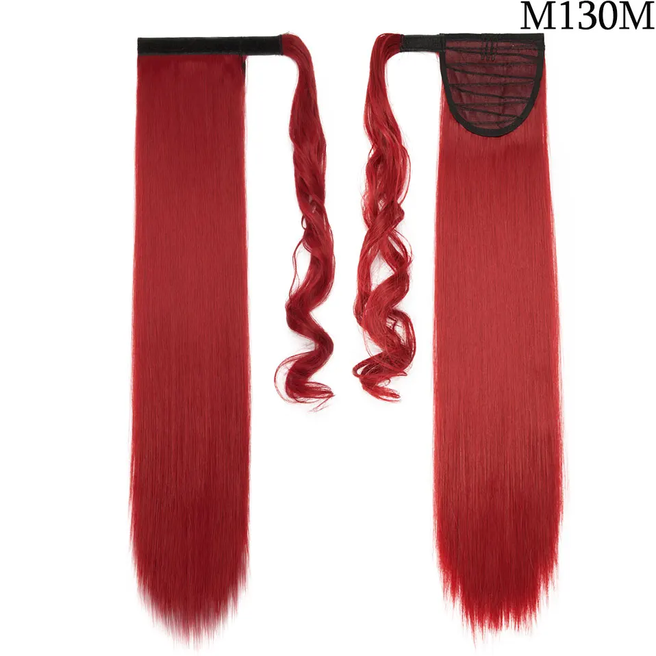 SNOILITE, длинные прямые волосы на заколках, хвост, накладные волосы, конский хвост, шиньон с заколками, синтетические волосы, хвост пони, наращивание волос - Цвет: dark red