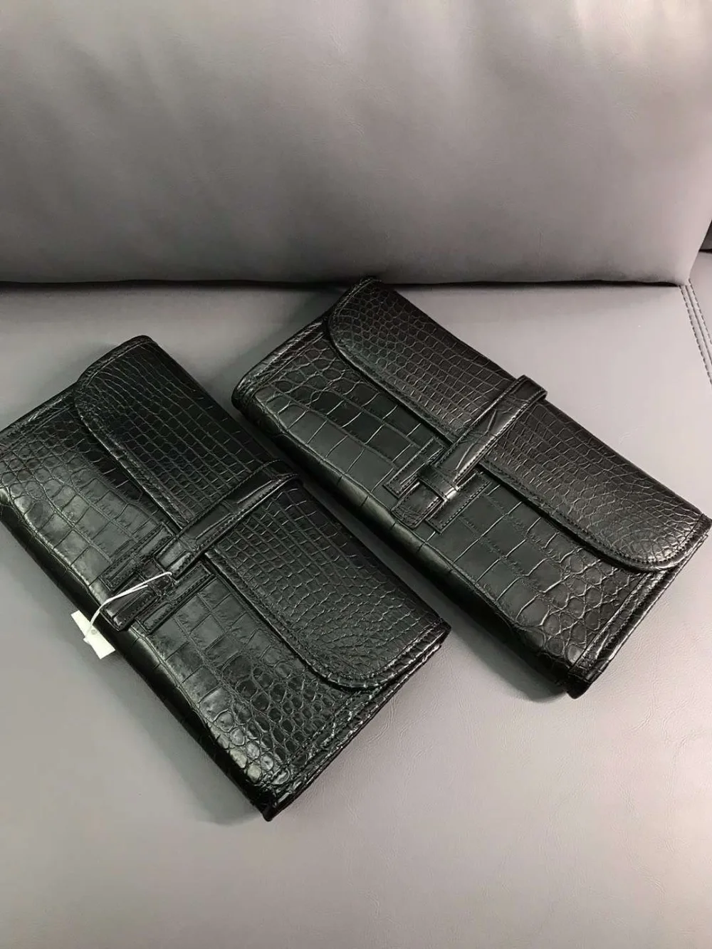 

100% REAL genuine crocodile leather skin women wallet long size wallet evening clutch for lady black color matt crocodile skin