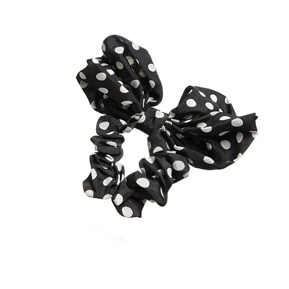 Lovely Lady Bow Headband Ponytail Holder Hair Tie Band Black
