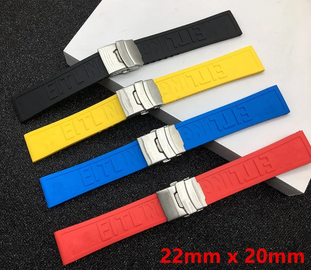 Black Yellow Red Blue Silicone Rubber Watch band 22mm 24mm Watchband Bracelet Fo Black Yellow Red Blue Silicone Rubber Watch band 22mm 24mm Watchband Bracelet Fo
