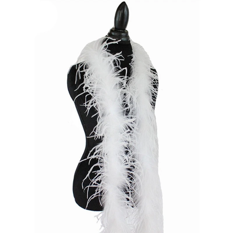 

YY-tesco 2 Meter/Lot 2 Layer Natural White Fluffy Ostrich Feathers Boa Costumes/Trim For Party/Costume/Shawl/ Ostrich Plume