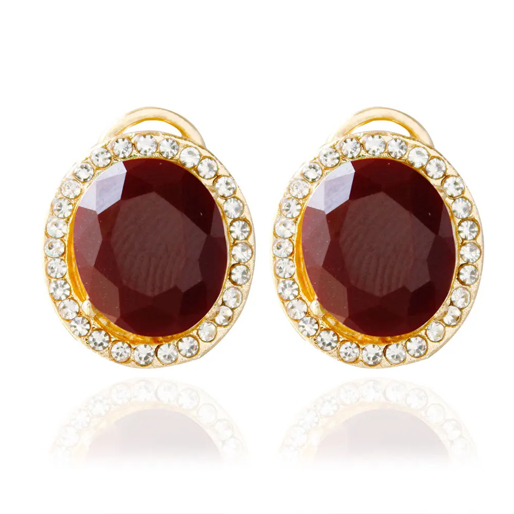 

Different Colors Resin Crystal with Small Crystal Around Gold Color Cheap Wholesale Stud Earrings