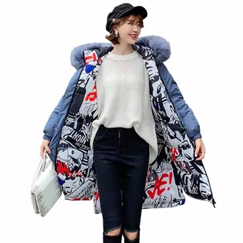 

2019 Two sides wear Winter Parkas Women Thicken Down cotton jacket Plus size Hooded Outerwear Female Cotton-padded Jackets G469