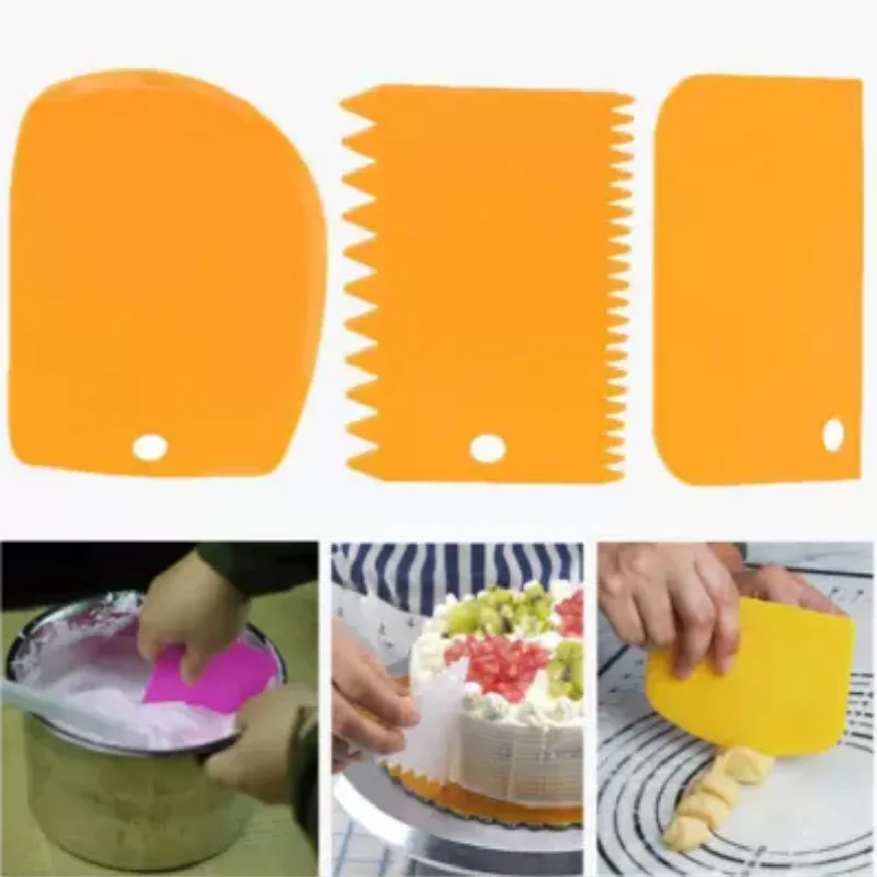 3 шт./компл. пластиковый нож для теста для глазури скребок для мастики с зазубренными краями простой Гладкий торт весло лопатки для выпечки торта Кондитерские инструменты