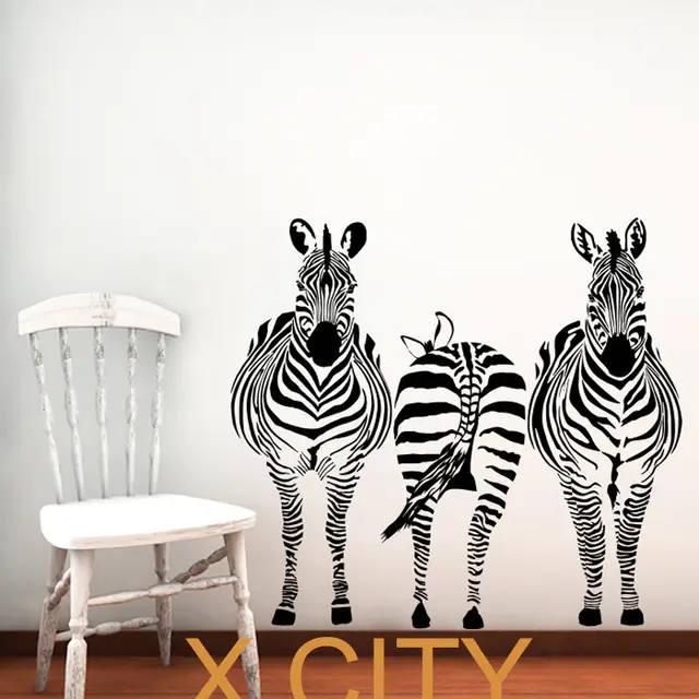 Us 12 74 25 Off 3 Zebra Animals Jungle Safari African Vinyl Wall Decal Art Children Decor Sticker Home Bedroom Stencil Mural 22