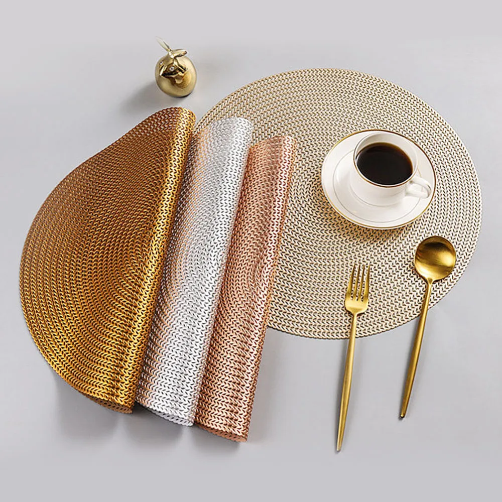 

Round PVC Placemat Mat Non-slip Coaster Table Mat Home Restaurant Coffee Dining Tea Cup Mat Pad Kitchen Access Decor 4 Colors