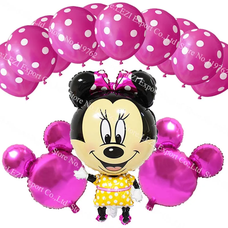 13 шт./лот фольгированные воздушные шары Микки и Минни Маус для вечеринки на день рождения, товары для декора, воздушные шары с гелием в форме звезды, сердца, точки, игрушки для малышей - Цвет: R