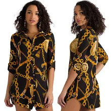 Супер большой размер S-6XL стиль классическое Африканское женское платье Дашики Модная рубашка с длинным рукавом и принтом с отворотом