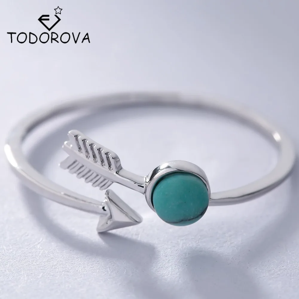 

Todorova Charm 925 Sterling Silver Women Fashion Jewelry 2017 New Green Ball Arrow Adjustable Rings Vintage Jewelry