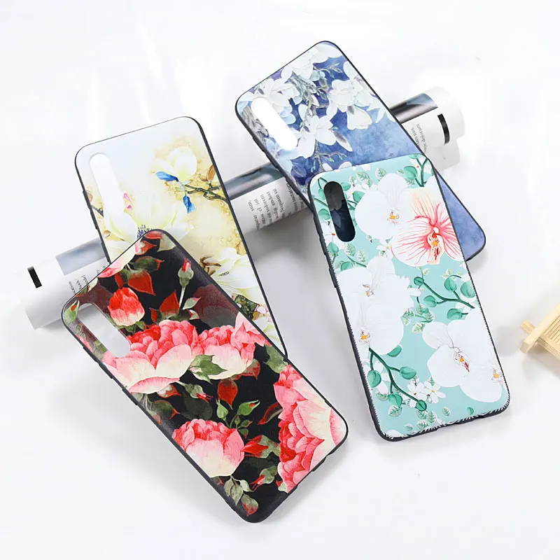 

3D Emboss Flowers Case For Samsung Galaxy A50 Case For Samsung Galaxy A30 A40 A20 A10 A70 M10 M20 2019 Soft Silicone TPU Coque