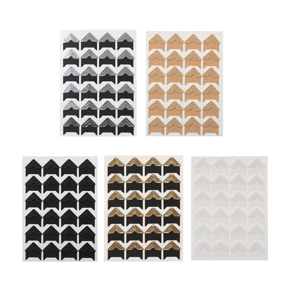 

24pcs/sheet Photo Album Scrapbook Photo Corner Protectors DIY Handmade Kraft Paper Sticker Decor for Scrapbooking
