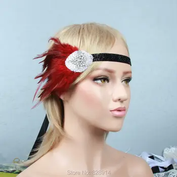 

Vintage Artificial Black Feather Headband Flapper Fancy Dress Costume Party Hair band Headpiece 1920's Gatsby HB8014