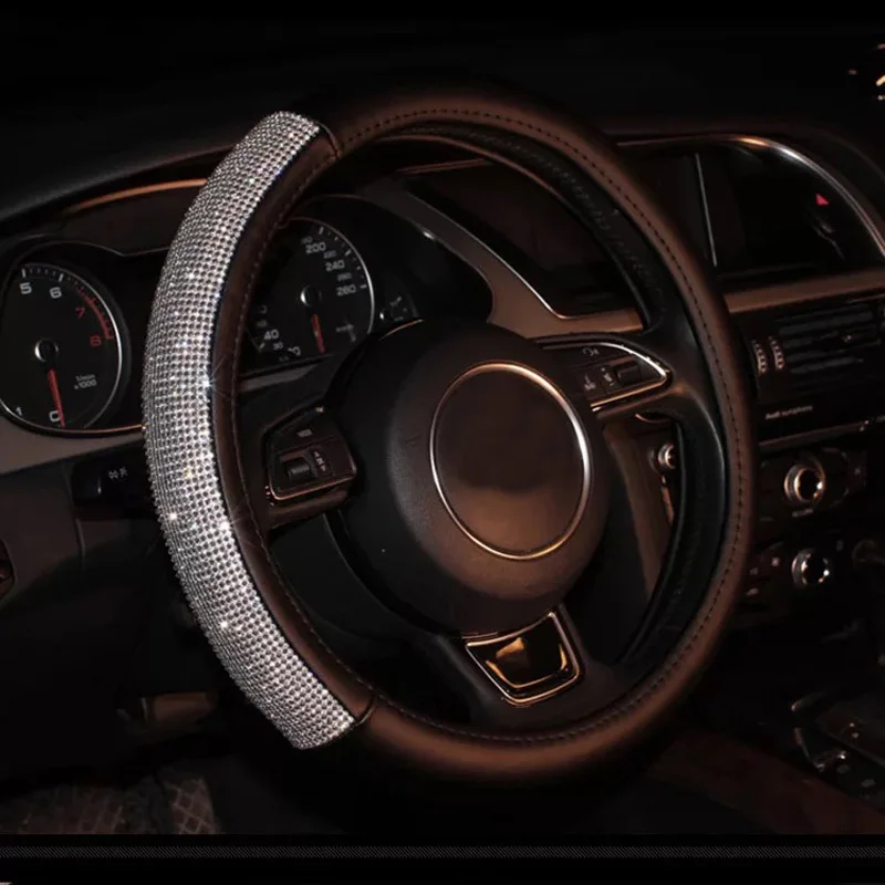 Genuine-Leather-Steering-Wheel-Cover-Crystal-Rhinestones-Car-Steering-wheel-Covers-for-Women-Girls-Auto-Interior-10