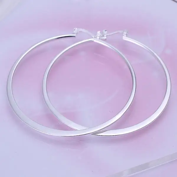 5,5 см большие круглые серьги Мода 925 серебряные серьги креольные Круглые Круги Серьги-кольца Prata Princo панк серебряные женские подарки для девочек
