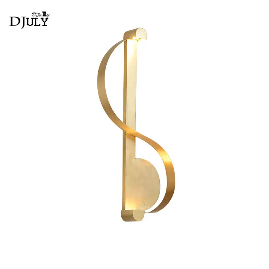 

European copper s type led wall lamp luxury living room decoration gold bedroom bedside lamp home deco modern Villa stair light