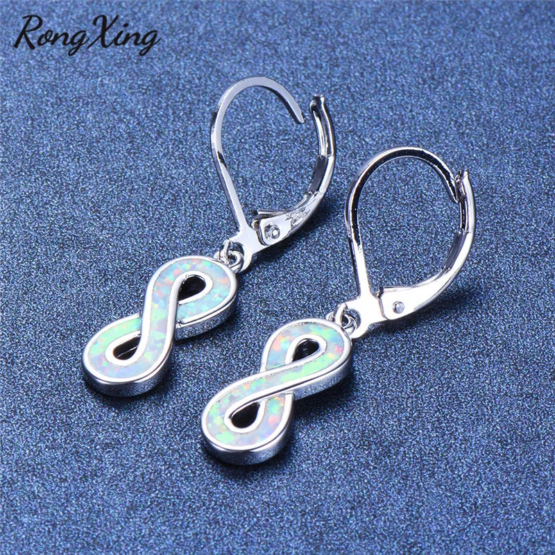 RongXing 8 форм дизайн синий/белый цвет серебра любовь бесконечность серьги по месяцу