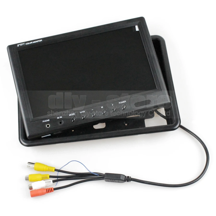 DIYSECUR 9 inch TFT LCD Video Security Monitor Display Reverse Rear View Monitor Screen with BNC / AV Input Remote Control