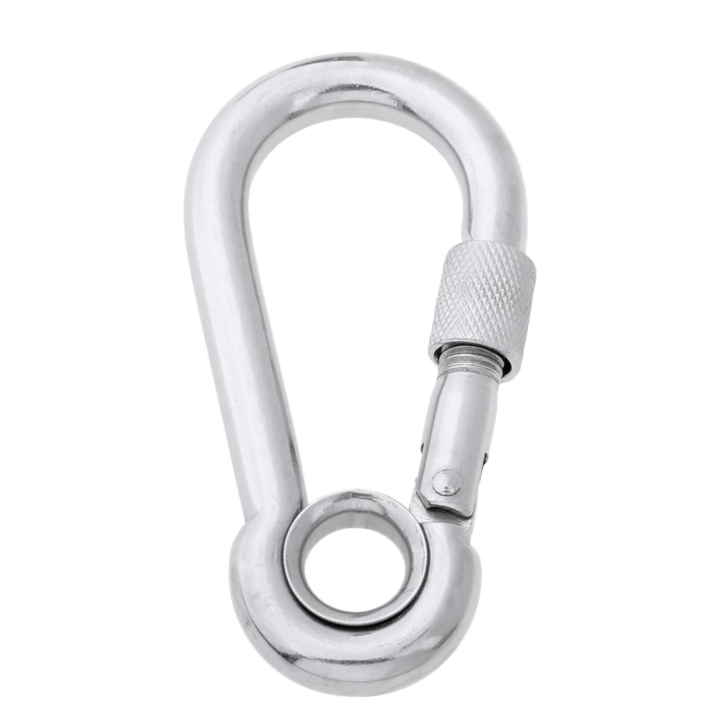 Perfeclan 316 Stainless Steel Safety Carabiner Spring Screwgate with Eyelet Dog Walking Keychain Buckle Spring Load Clip