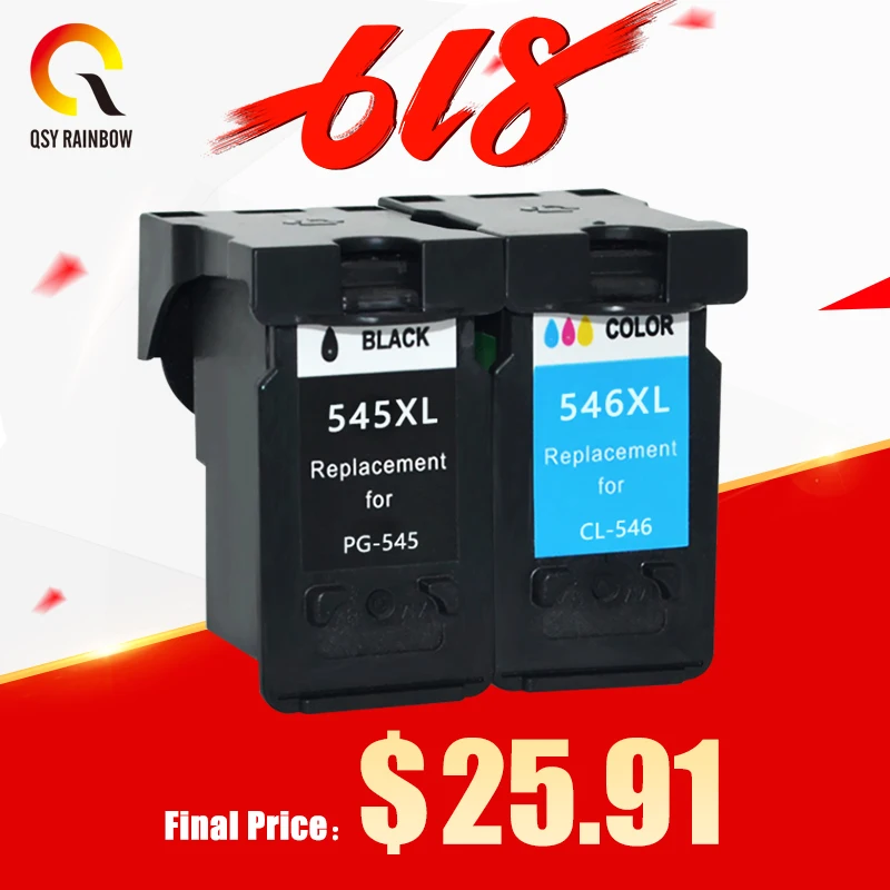 

CMYK SUPPLIES 2Pack PG545 CL546 XL ink cartridges replacement for Canon PG-545 pg 545 CL-546 for Canon IP2850 MX495 MG2950 MG255