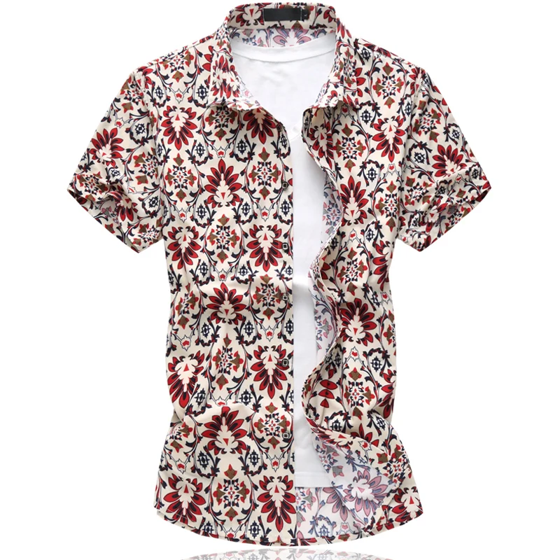 LONMMY M-6XL Цветочные мужские мужская классическая рубашка camisa социальной Повседневное цветок мужские рубашки модные короткие рукава рубашки