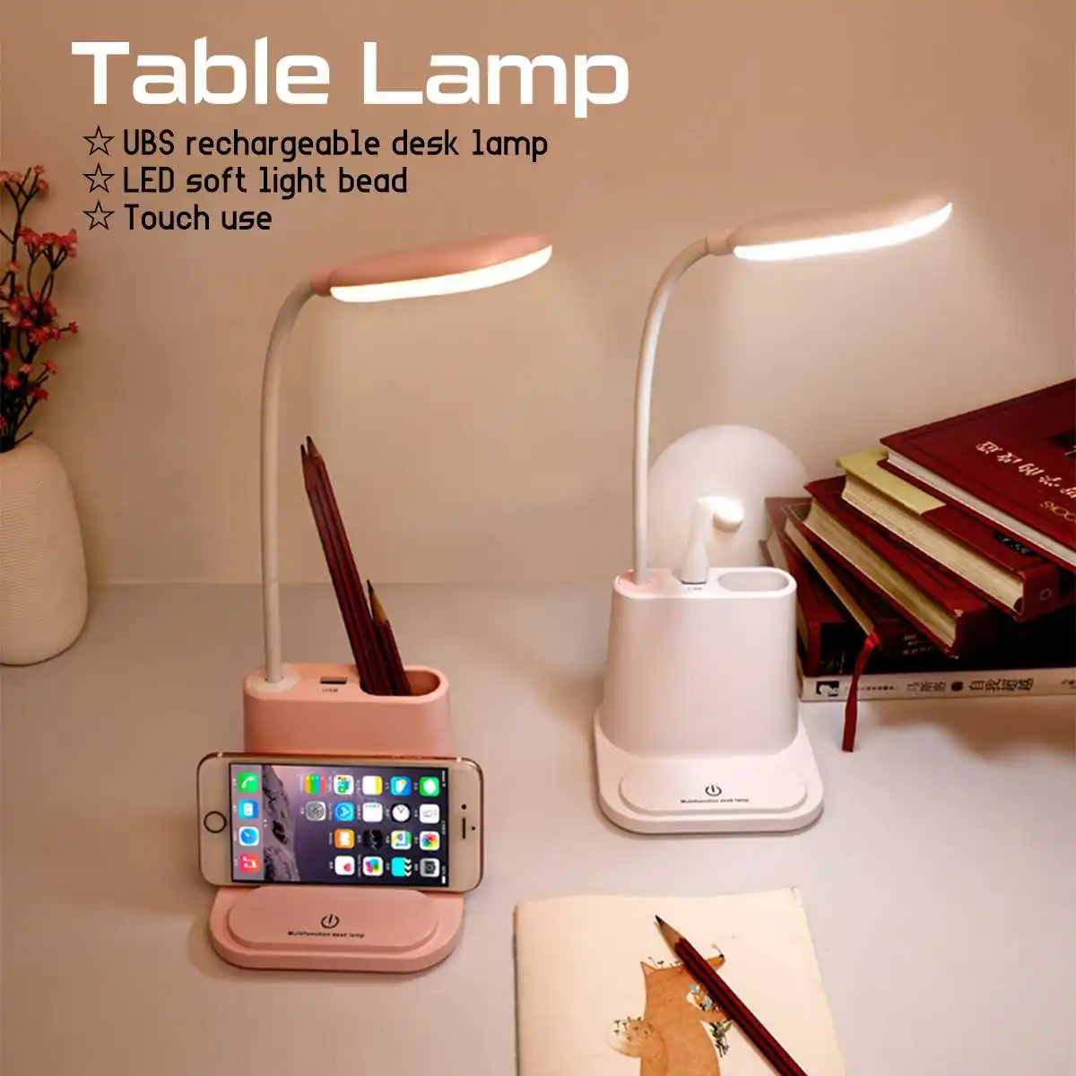 

Reading Light Touch Switch Flexible LED Table Lamp USB Charging Desk Holder Bed Study Reading Book Light luminaria Night Light
