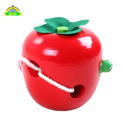 Детские раннее образование Монтессори игрушки деревянные червь едят фрукты обучающие игрушки для От 0 до 7 лет детей Apple