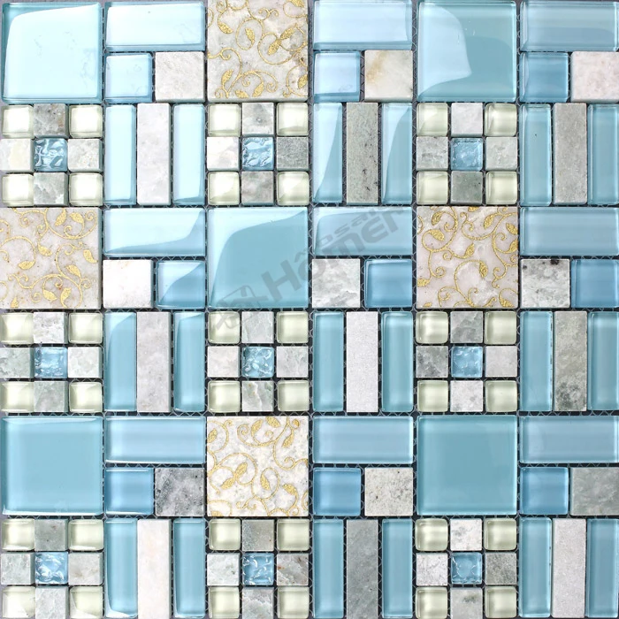 Экспресс-! Liteglass and stone mosaic синий цвет и белый цвет, Homer Mosaic HME6012, обустройство дома