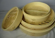 Küche 24 cm bambus dampfer 2 stücke dampfer körper + 1 stück deckel dampfenden essen gemüse knödel brötchen hand made dampf rack kostenloser versand