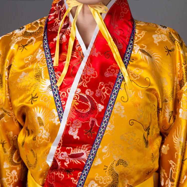 Костюм для взрослых китайский Hanfu платье мужской император король сценические костюмы костюм Тан халат+ шляпа комплект