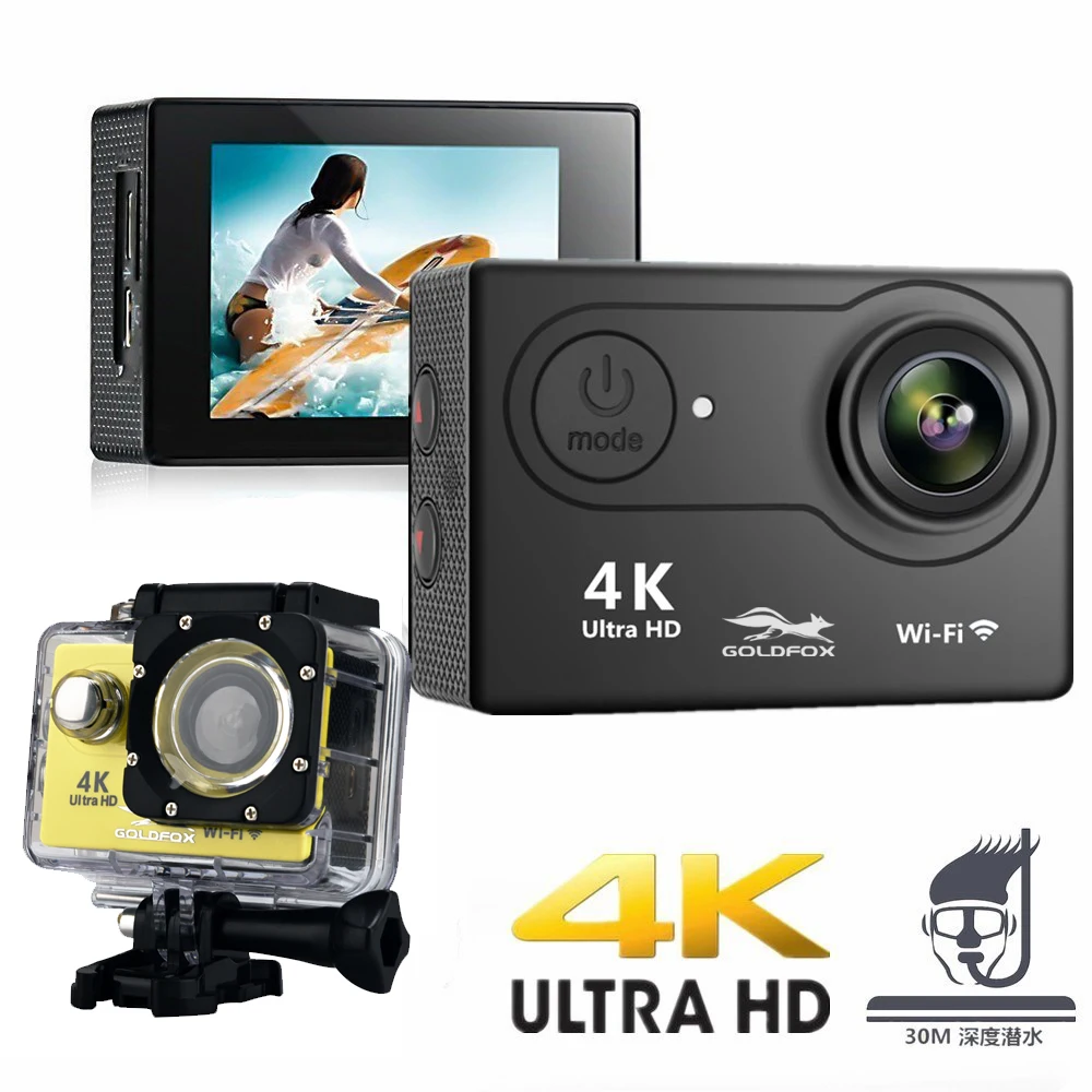 Со сверхвысоким разрешением Ultra HD, 4K экшн Камера H9 WiFi 2 дюйма ЖК-дисплей Экран 170D Go Водонепроницаемый для занятий подводными видами Спортивная камера для шлема DV DVR видео Запись