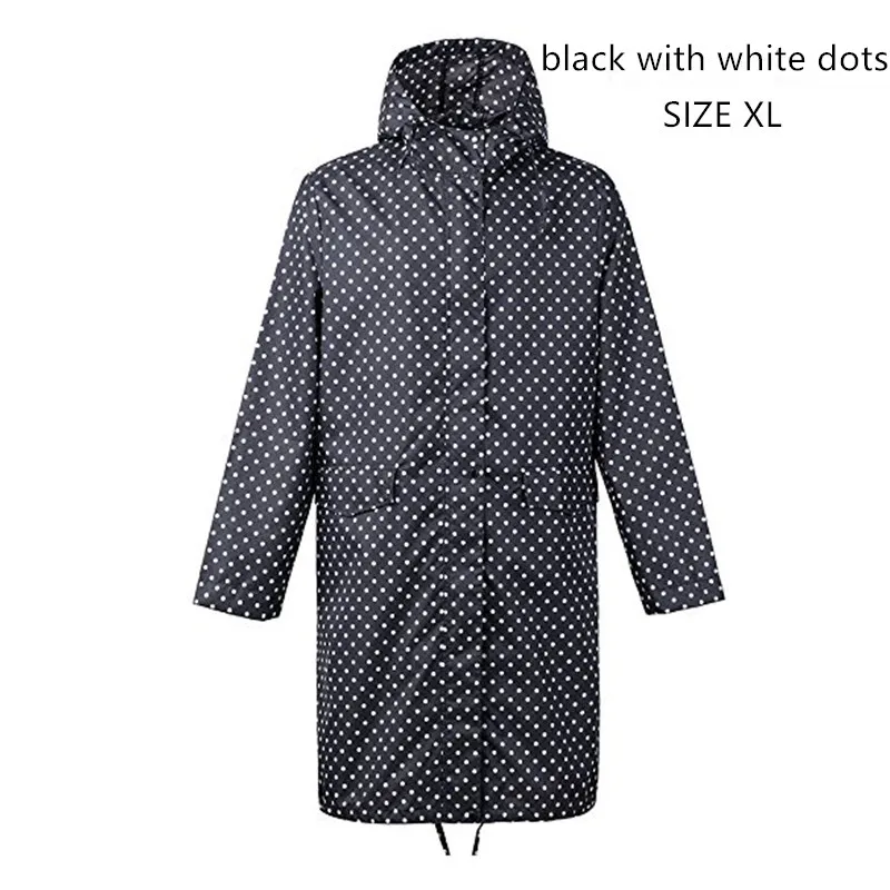 Длинный тонкий Воздухопроницаемый плащ женский/женский Дождевик Пончо Куртка Водонепроницаемый пуловер Женский дождевик chubasquero mujer - Цвет: black dots sizeXL