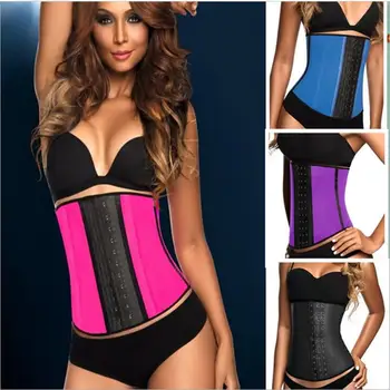

Fashion Steel Bone Waist Corset 100% Latex Corset Sexy Women Latex Waist Cincher Slimming Shapewear Bodysuit