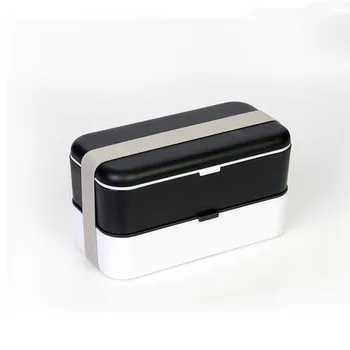 

Bear Cavalier Japanese Double Layer Pp Plastic Square Lunch Boxs Simple Color Combination Lunch Boxs Fruit Storage Bento Box