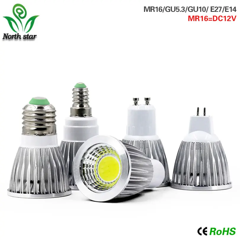 

E27 E14 GU10 GU5.3 MR16 DC12V LED COB Spotlight Dimmable 9w 12w 15w Spot Light Bulb high power lamp DC 12V or AC85-265V