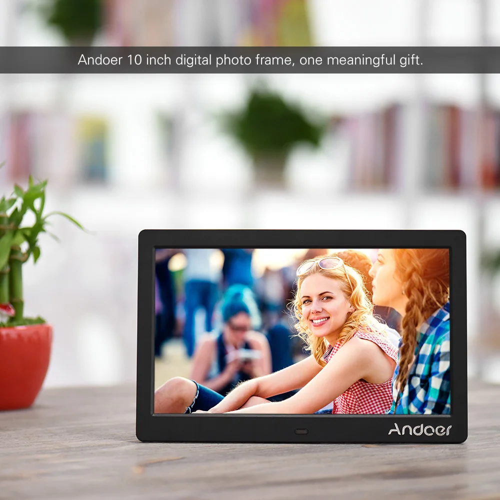 Andoer 10 Inch IPS Digital Photo Frame 1024*600 Remote Control Electronic Album MP3 MP4 Picture Player Electronic Clock/Calendar