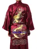 Robe Kimono brodée en soie pour hommes, tenue bordeaux, peignoir, vêtements de nuit, pyjama, taille S M, L, XL et XXL et XXXL ► Photo 1/6