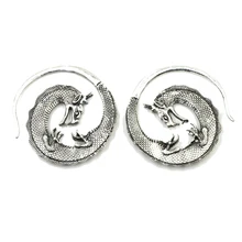 Серебряный латунный дракон ушной вес вешалка Спиральный Конус штекер расширитель для пирсинга уха серьги обруч