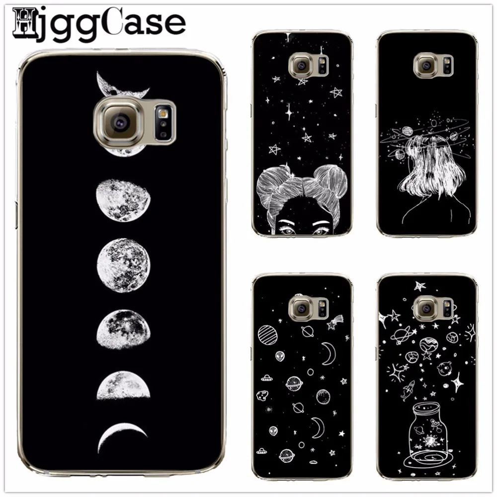 

sky Space planet Black and white sun Moon stars TPU soft Silicone Cover Case For Samsung Galaxy S6 Edge S7 Edge S8 Plus S9 Plus
