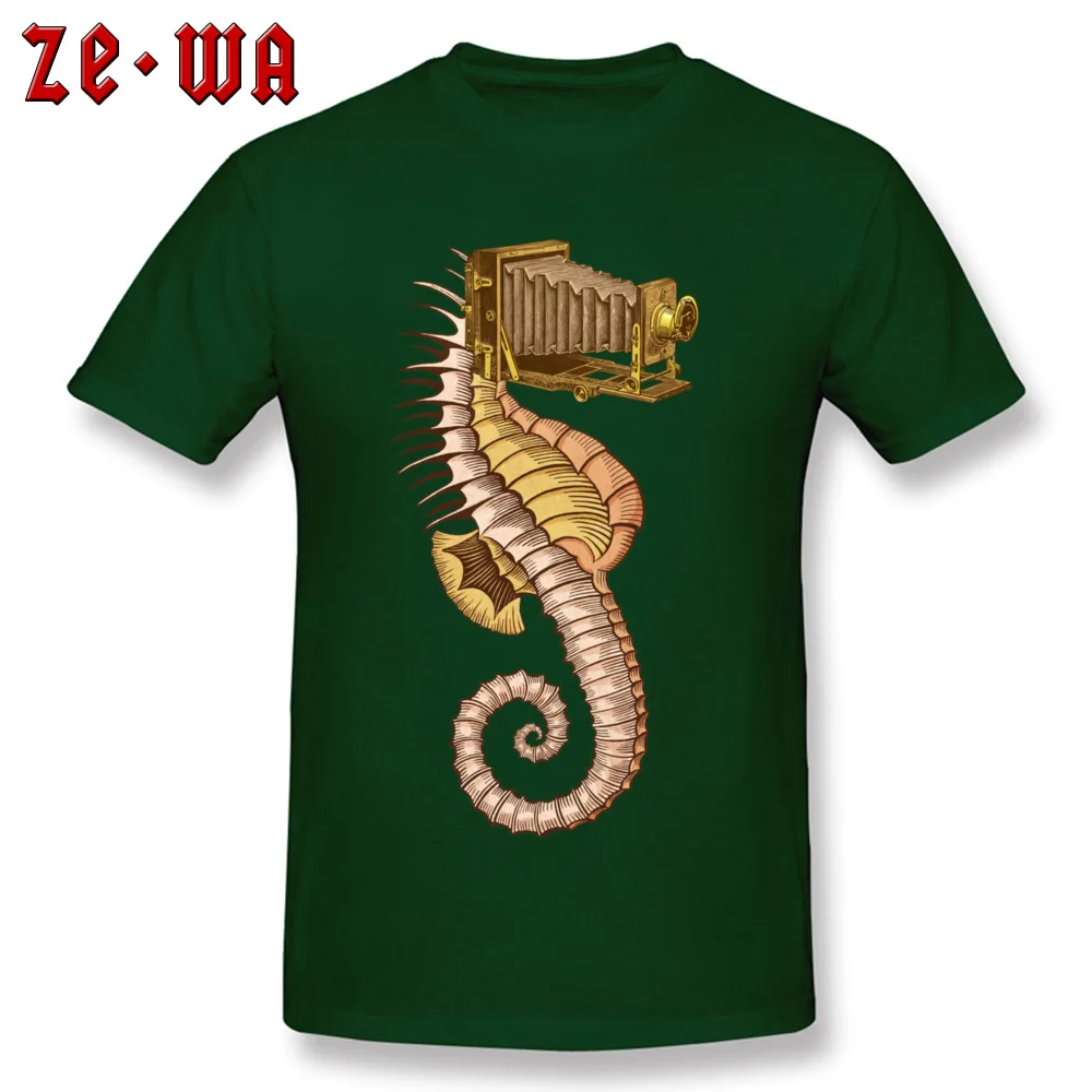 Faddish Hippocampus Camerarum Short Sleeve T-Shirt Thanksgiving Day O-Neck Pure Cotton Tops T Shirt for Men Tee-Shirt Funny Hippocampus Camerarum dark