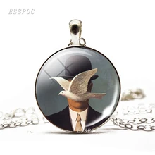 Ожерелье с принтом «сын человека», подвеска из стекла с изображением Рене Магритта, ожерелье с серебряным покрытием, художественное украшение для мужчин и женщин, подарок