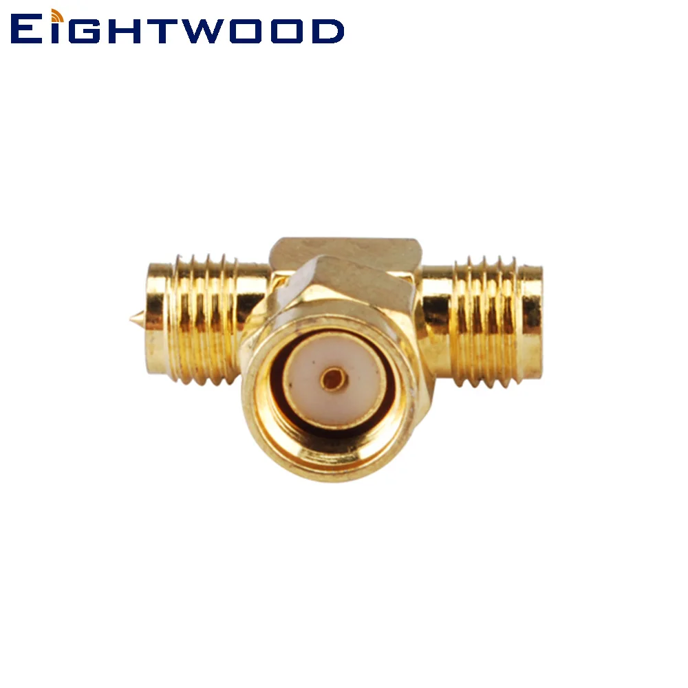 Eightwood T ype наборы СМА адаптер RP SMA 3 Way Connector Jack Female Socket to 2 Plug Male Antenna Converter Adapter|Кабели