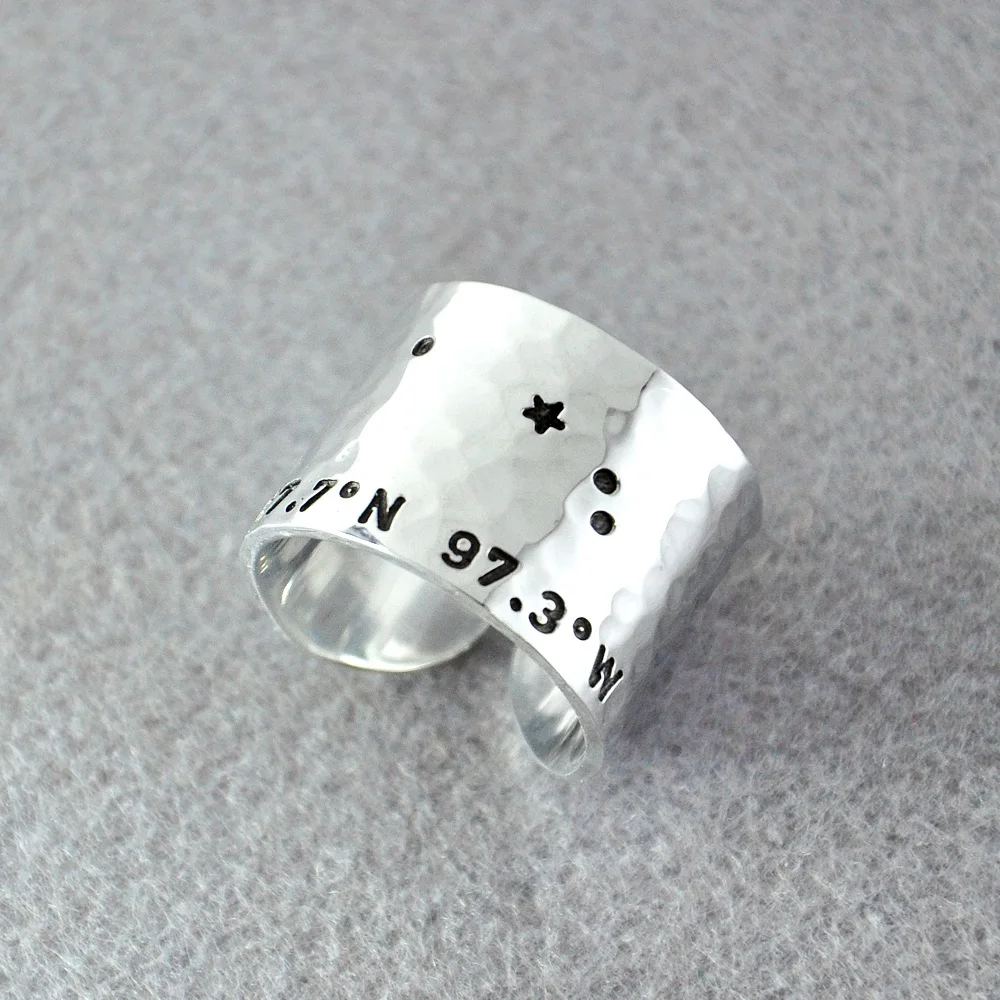 

Personalized Aries Ring, Zodiac Constellation Ring, Alloy Hammered Zodiac Ring, Hand Stamped, Custom Coordinates, Birthday Gift