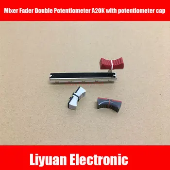 

2set Mixer Fader Double Potentiometer A20K with potentiometer cap Handle length 15MM 6 feet 75MM for Yamaha MG124CX