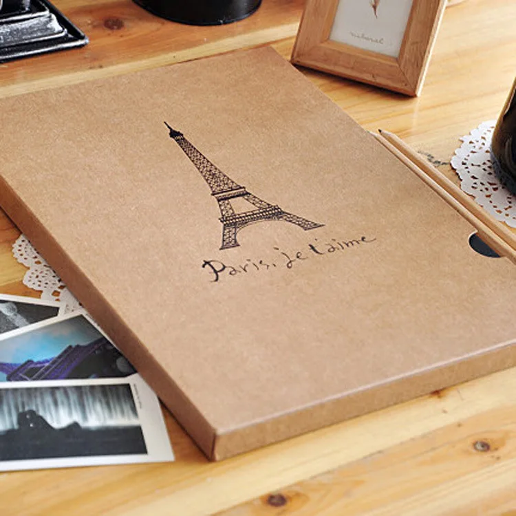 

Hot Sale High Quality Romantic Franch Tower Pattern Photo Album A4 Handmade Vintage DIY Scrapbooking Children Gift Photo Album