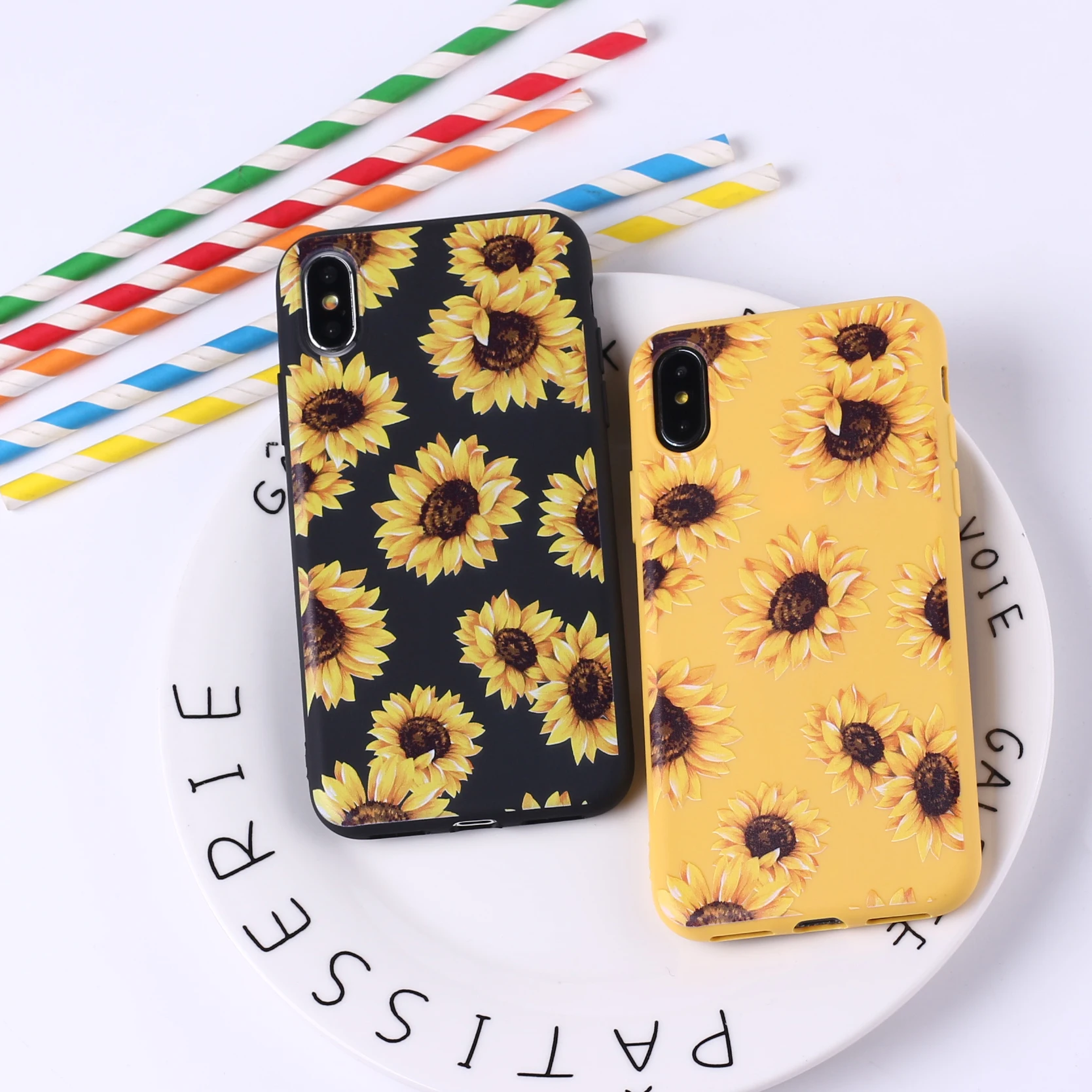 

Cute Summer Daisy Sunflower Floral Flower Soft Silicone Candy Case Coque For iPhone 11 Pro 6 6S 8 8Plus X 7 7Plus X XR XS Max