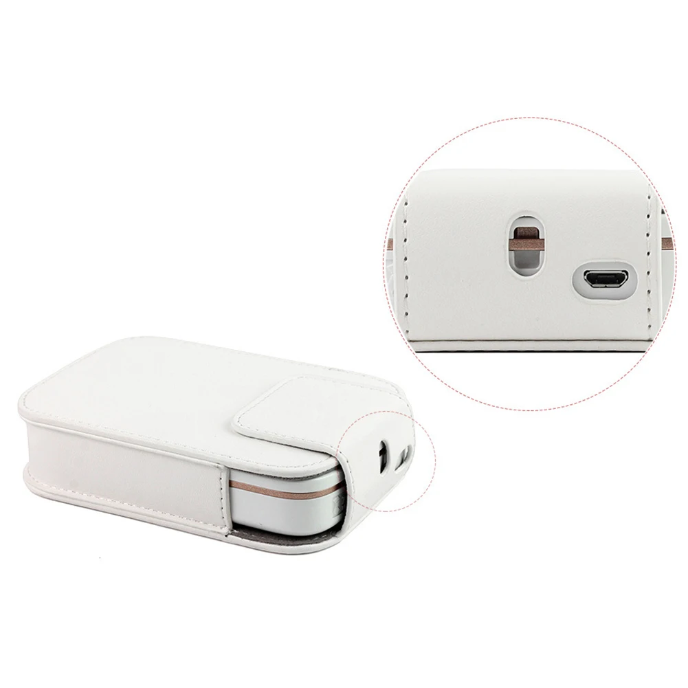 

PU Leather Soft Simple Protective Cover Travel Fashion Portable Durable Waterproof Storage White For HP Sprocket Printer