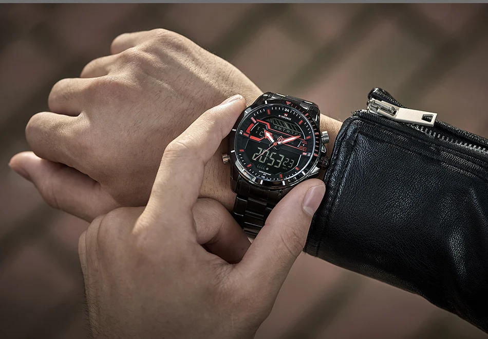 NAVIFORCE люксовый бренд мужские спортивные часы полностью стальной кварцевый светодиодный двойной дисплей мужские часы армейские военные водонепроницаемые наручные часы