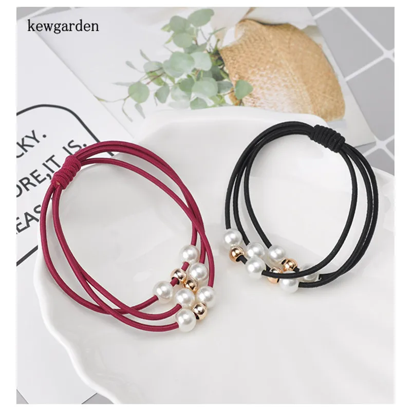 Kewgarden 5,5 см DIY бант аксессуары жемчужное кольцо для волос женский галстук веревка версия головной убор лента резинка для волос 20 шт./партия